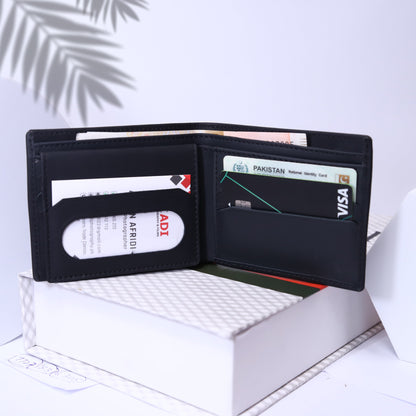 Genuine Cow Slim Leather Wallet – RFID Blocking, Bifold, 8 Card Slots